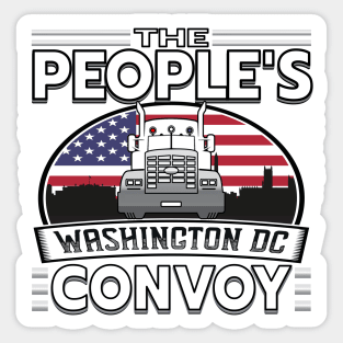 PEOPLES CONVOY US FLAG WASHINGTON DC 2022 WHITE LETTERS Sticker